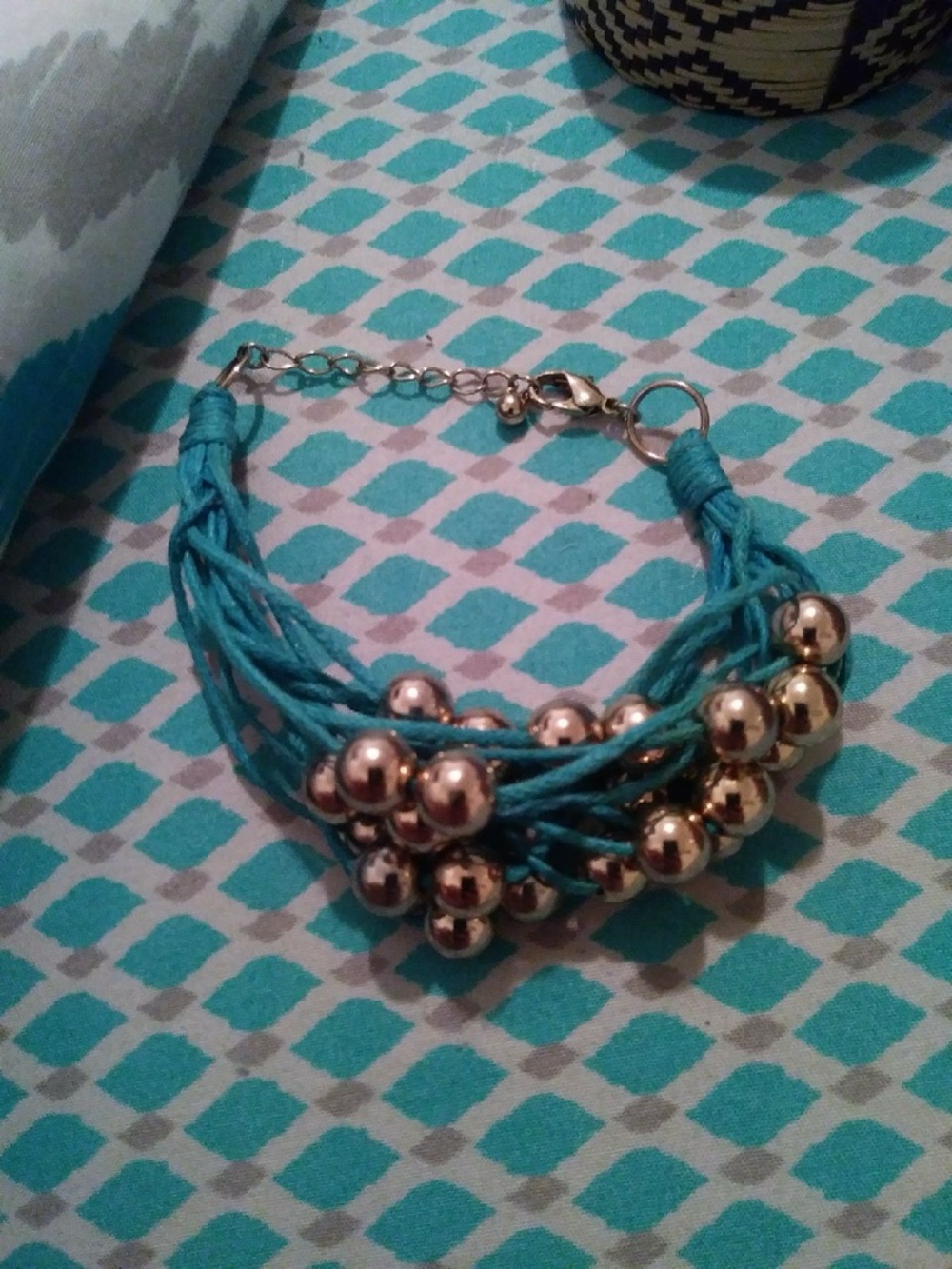 Turquoise Multi-Strand Bead Bracelet with Gold Accent Beads